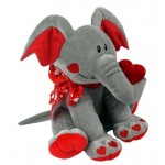 Grey and Red 15 Inch Elephant Soft Toy with Heart Paws